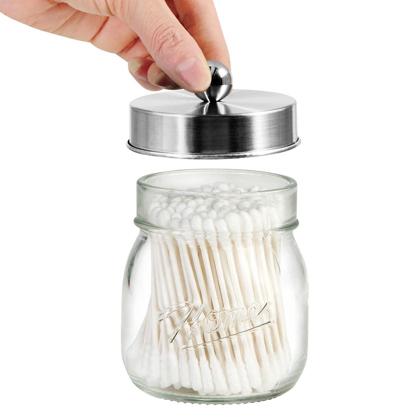 SheeChung 2 Pack Qtip Holder for Bathroom - Cotton Swab Holders, Bathroom Organizers and Storage for Cotton Round Pads, Balls, Floss Pick - Brushed Steel - Image 2