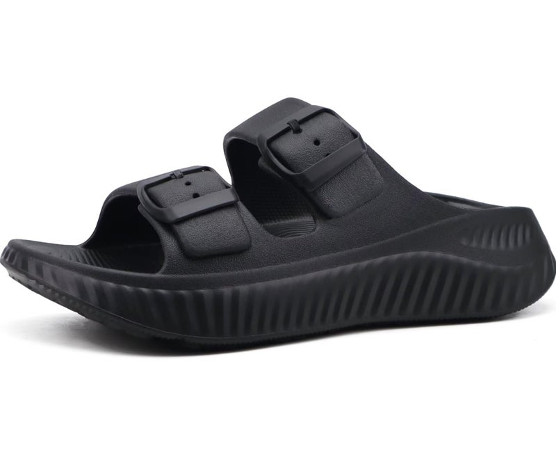 KuaiLu Womens Recovery Sandals Comfortable Plantar Fasciitis Arch Support Ladies Orthopedic Sport Slides Open Toe Slip On Thick Athletic Cushion Slippers Summer Pool Beach Walking Shoes Black Size 10 - Image 1