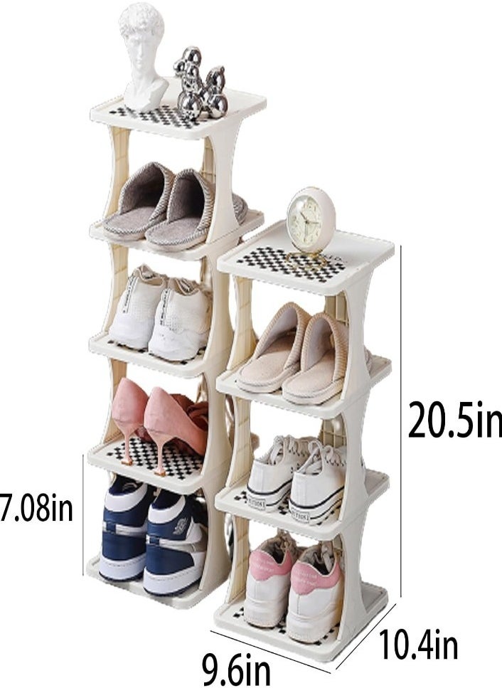 XVersion Stylish Vertical Shoe Rack | 9-Tier Narrow Shoe Organizer | Space-Saving Free-Standing Shoe Tower | White Plastic Shoe Shelf  - Image 2