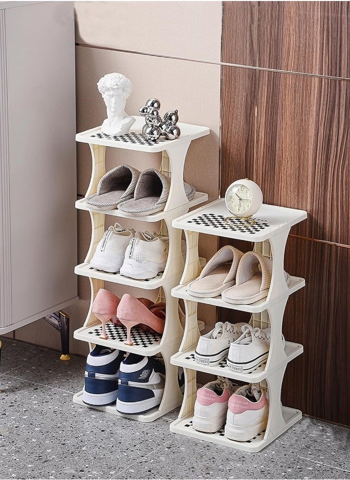 XVersion Stylish Vertical Shoe Rack | 9-Tier Narrow Shoe Organizer | Space-Saving Free-Standing Shoe Tower | White Plastic Shoe Shelf  - Image 1