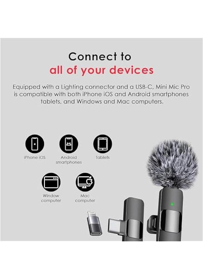 Generic 2024 Professional Wireless Lavalier Microphone for iPhone 15 Pro Max, iPad, Android - 2 Pack Noise Canceling Crystal Clear Recording with USB-C, Live Streaming, YouTube, TikTok.  - Image 3