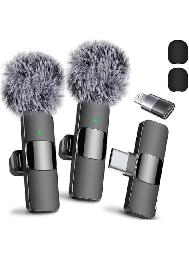 Generic 2024 Professional Wireless Lavalier Microphone for iPhone 15 Pro Max, iPad, Android - 2 Pack Noise Canceling Crystal Clear Recording with USB-C, Live Streaming, YouTube, TikTok.  - Image 1