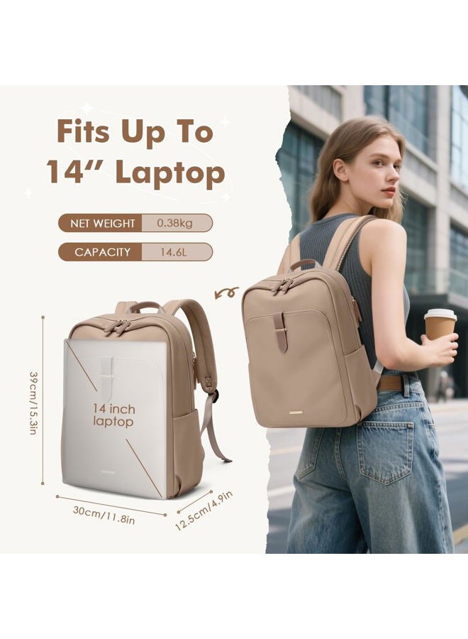 GOLF QUALITY Laptop Backpack for Women,Casual Work Business Backpacks Purse Carry on Travel Backpack, A-brown, 15.6 Inch - Image 4
