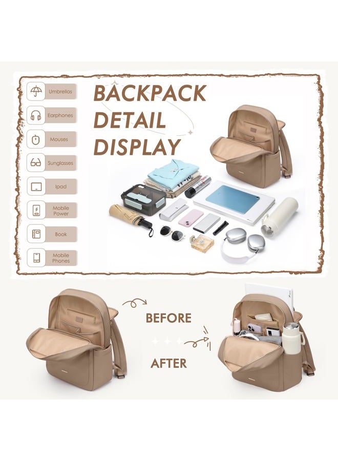 GOLF QUALITY Laptop Backpack for Women,Casual Work Business Backpacks Purse Carry on Travel Backpack, A-brown, 15.6 Inch - Image 3