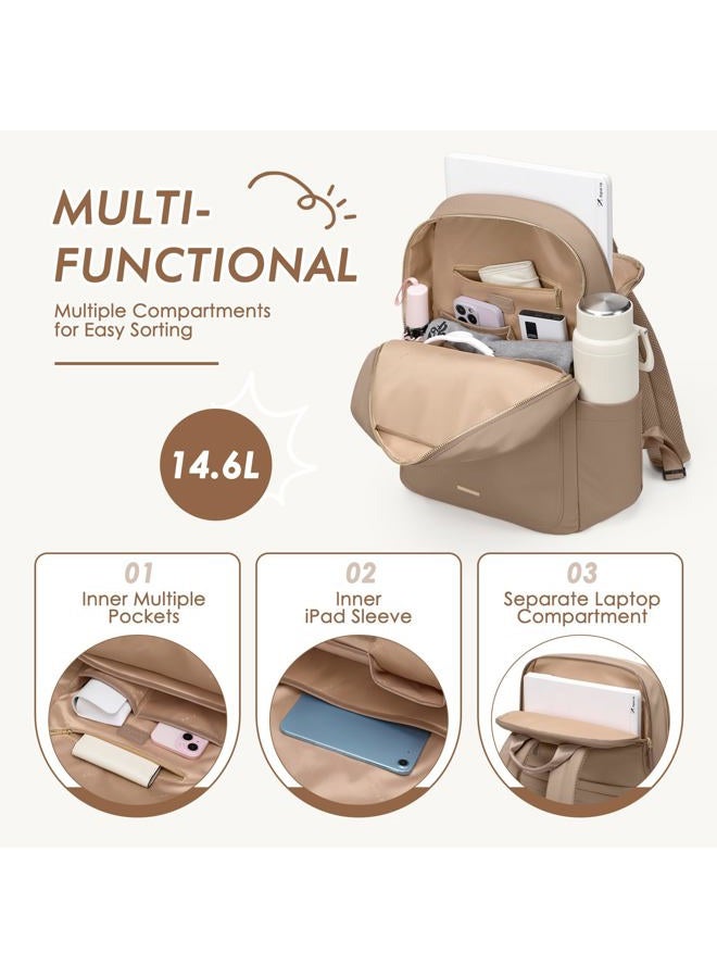 GOLF QUALITY Laptop Backpack for Women,Casual Work Business Backpacks Purse Carry on Travel Backpack, A-brown, 15.6 Inch - Image 5