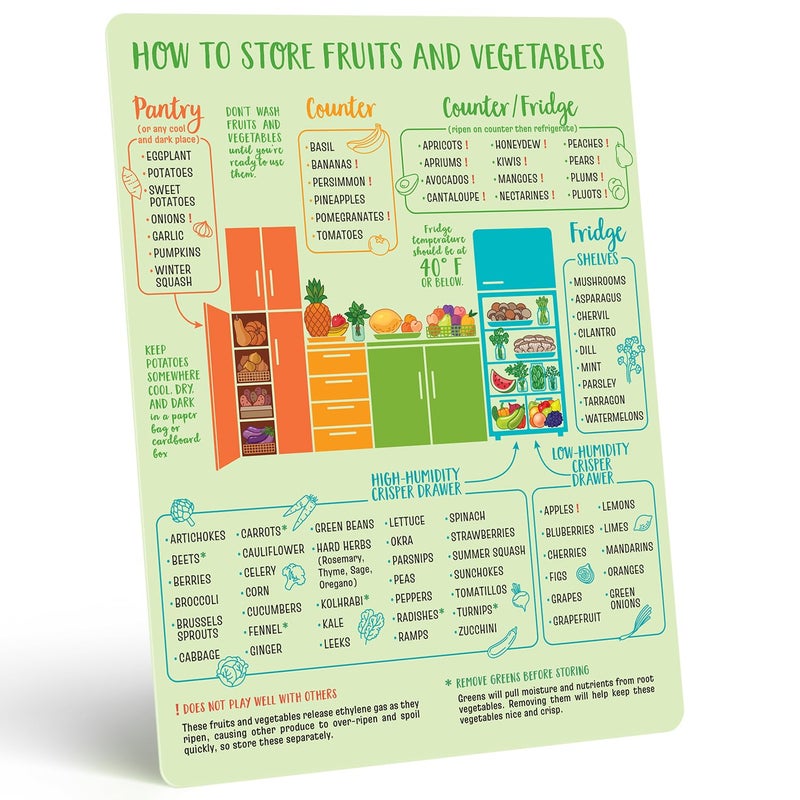 Levain  Co Produce Storage Guide Magnet  Fruit  Vegetable Storage Magnetic Chart  The Ultimate Produce Organizer Cheat Sheet  Keep Foods Fresher Longer