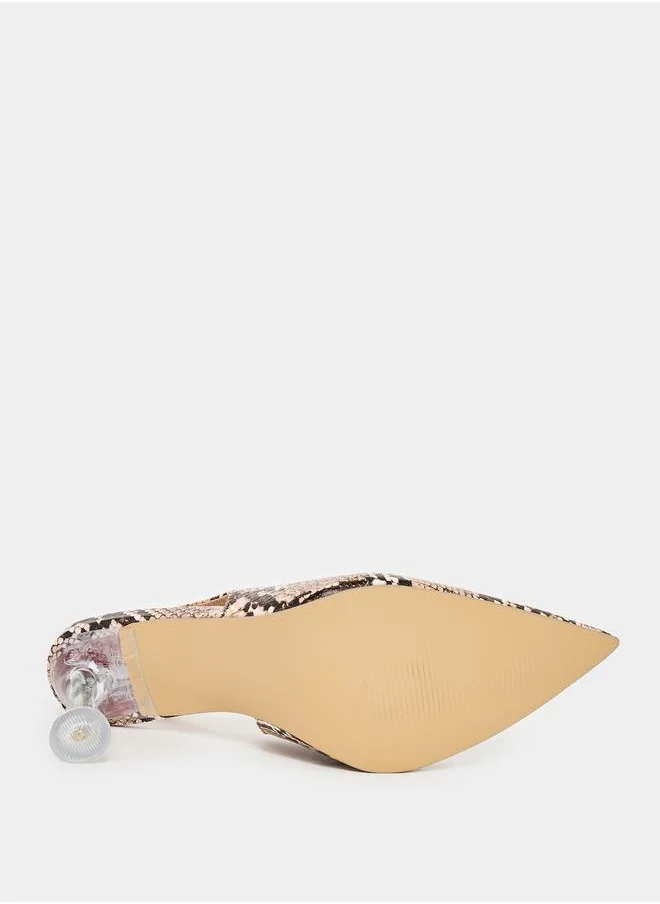 Styli Snakeskin Print Backstrap Pumps