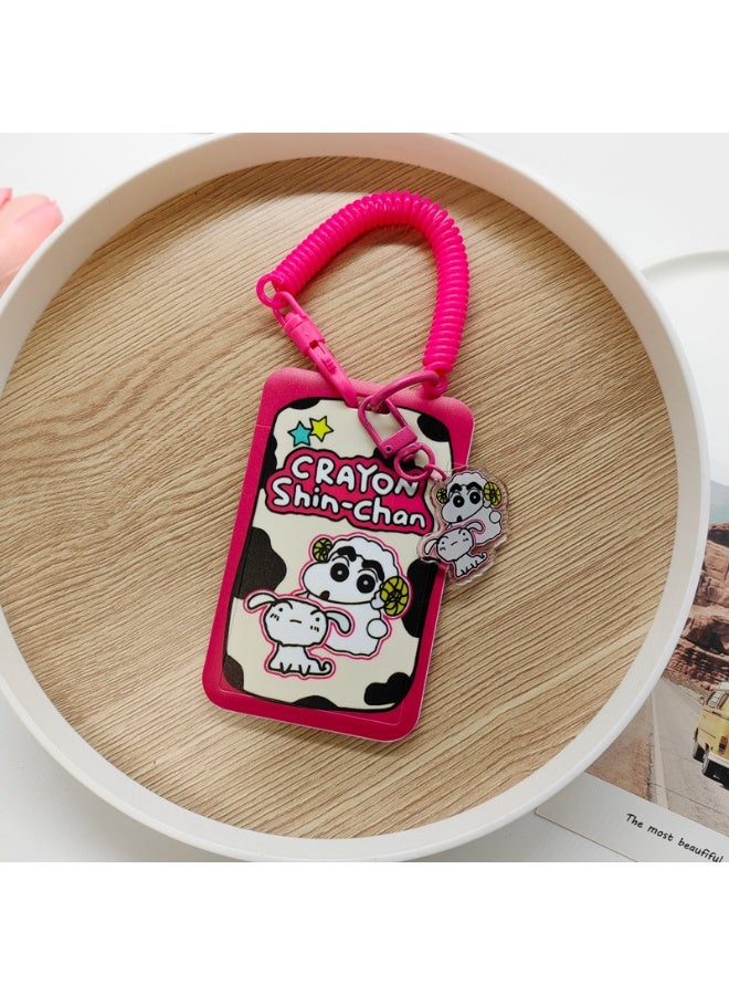 NIBEMINENT 1 - Piece Cartoon Crayons Kpop Photo Card Holder Pendant Key Chain ID Badge Holder ID Card Holder Photo Card Protector for School ID Office ID Access Card for Women Girls