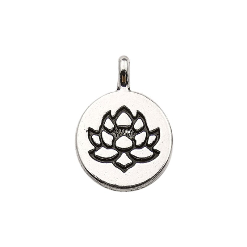 DIY Korean Lotus Pendant Alloy Craft 10425-1.9g14x19 ancient silver yoga lotus