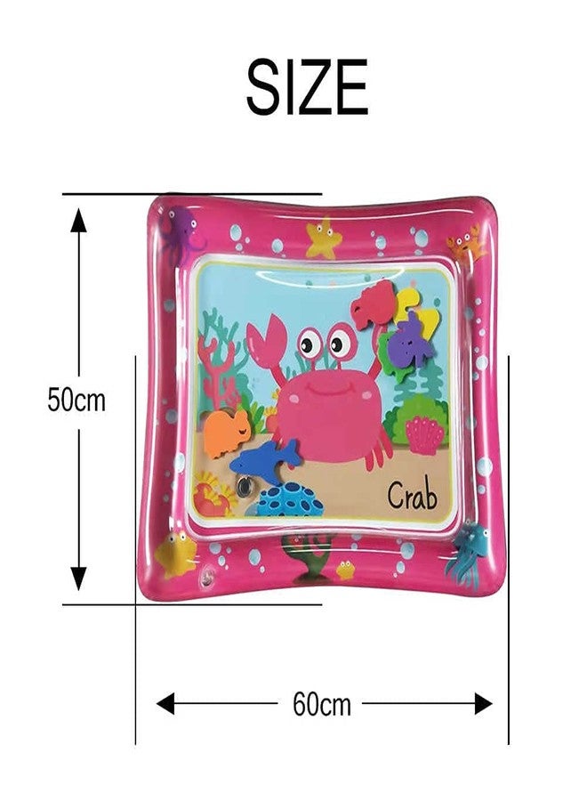 Bilvina Cartoon Crab Inflatable Water Play Mat 60 X 50 cm Baby Leak Proof Tummy Time | Pink | Pack of 1 - Image 2
