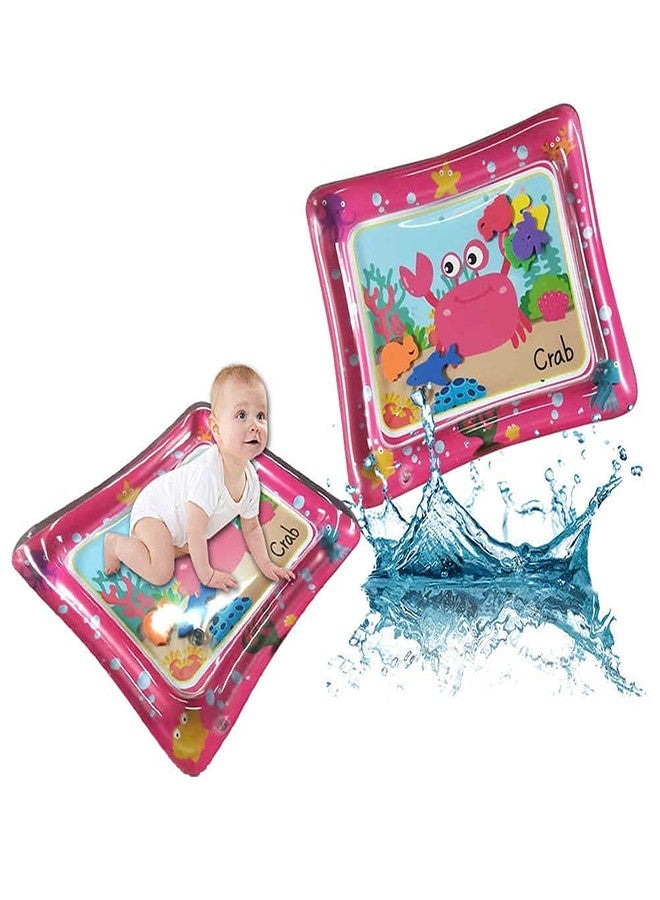 Bilvina Cartoon Crab Inflatable Water Play Mat 60 X 50 cm Baby Leak Proof Tummy Time | Pink | Pack of 1 - Image 4