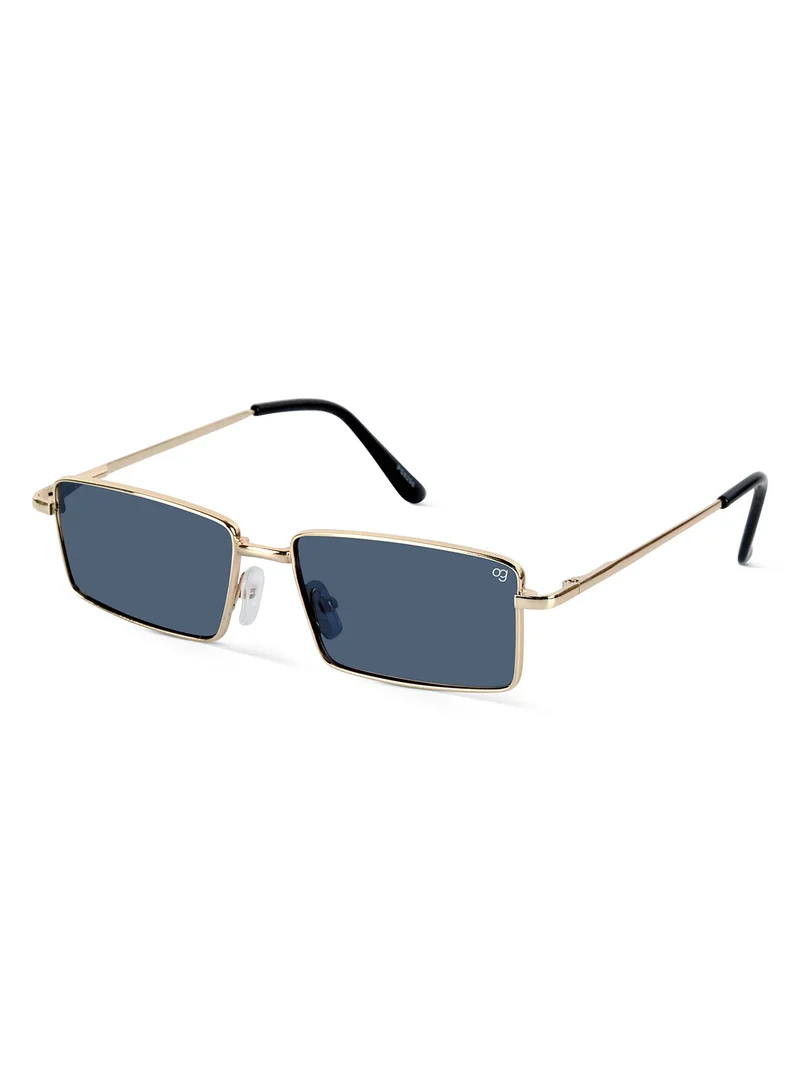 Woggles Alhena Golden Rectangle Sunglasses |Men & Women|100% UV Protection