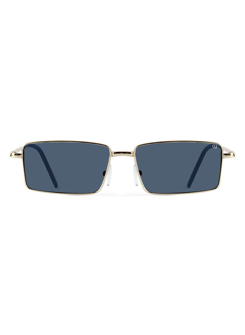 Woggles Alhena Golden Rectangle Sunglasses |Men & Women|100% UV Protection
