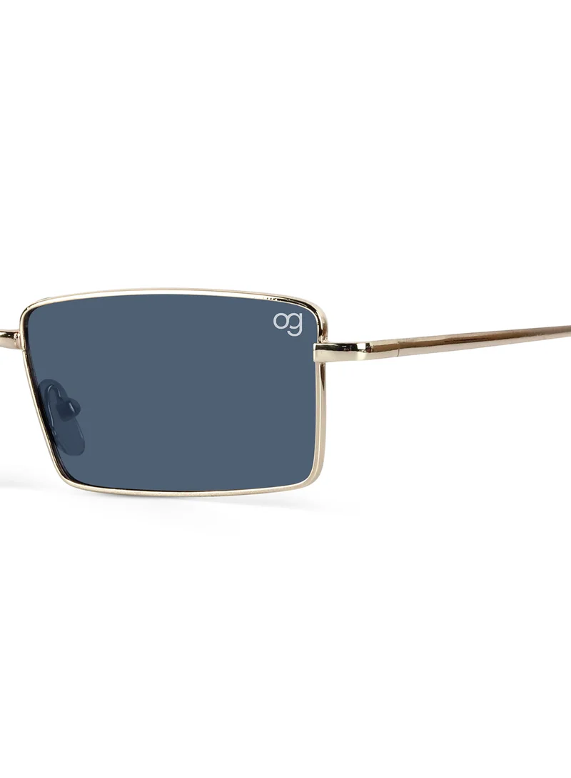 Woggles Alhena Golden Rectangle Sunglasses |Men & Women|100% UV Protection