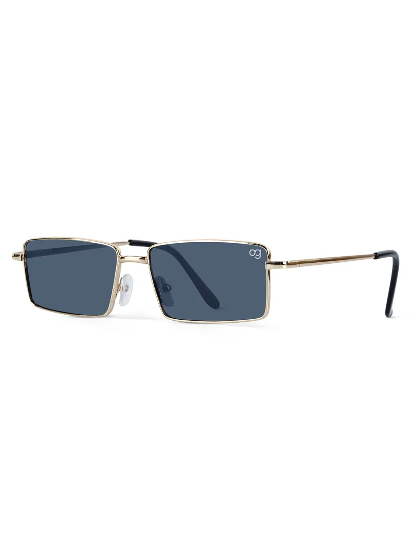 Woggles Alhena Golden Rectangle Sunglasses |Men & Women|100% UV Protection