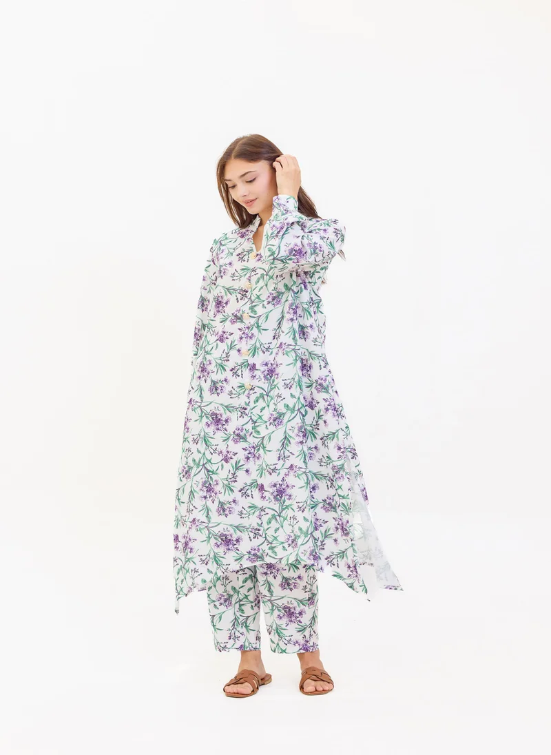 هاسال Two Piece Floral Printed Suit