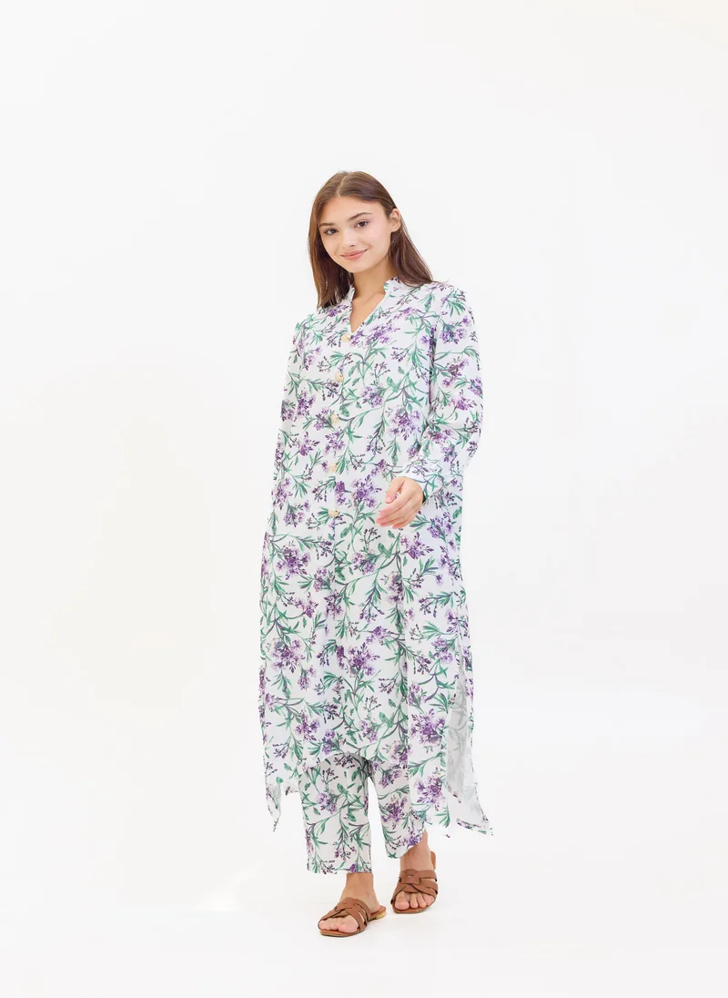 Hassal Two Piece Floral Printed Suit