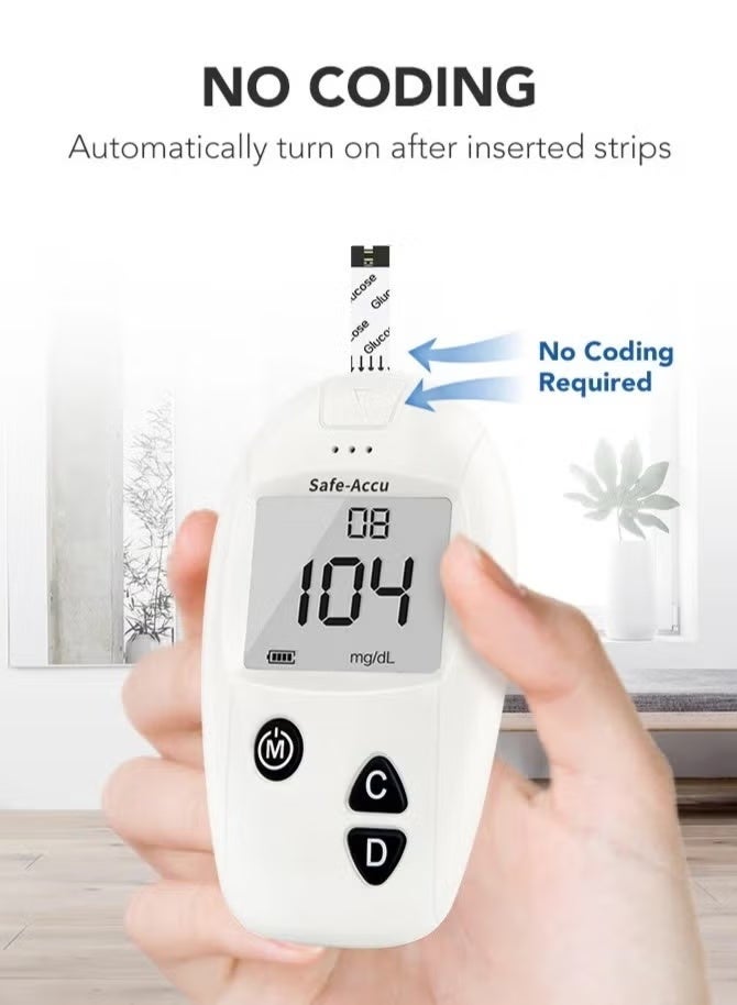 SINOCARE Blood Glucose Monitor, 50 Glucometer Strips, Fully Automatic Portable Blood Glucose Monitoring System - Image 4