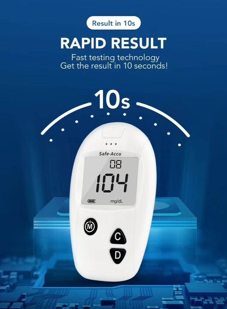SINOCARE Blood Glucose Monitor, 50 Glucometer Strips, Fully Automatic Portable Blood Glucose Monitoring System - Image 5