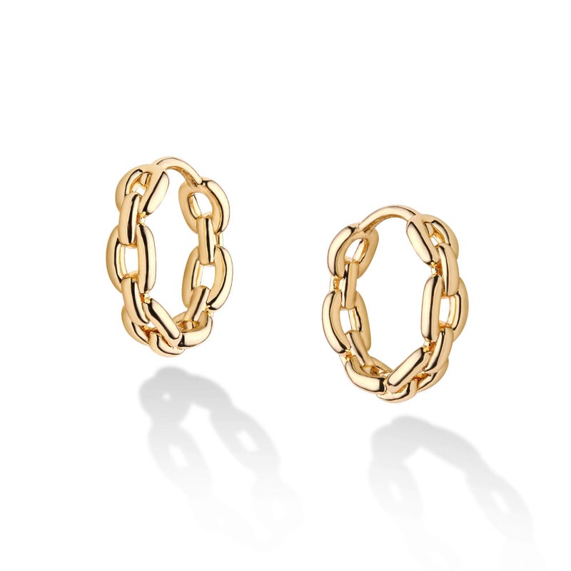 VACRONA Cubic Zirconia Huggie Earrings 14k Gold Plated Tiny Chain Earrings Small Huggie Hoop Earrings Simple Lightweight Hoops Gift for Women - Image 1