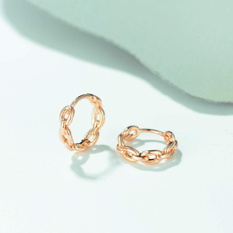 VACRONA Cubic Zirconia Huggie Earrings 14k Gold Plated Tiny Chain Earrings Small Huggie Hoop Earrings Simple Lightweight Hoops Gift for Women - Image 4