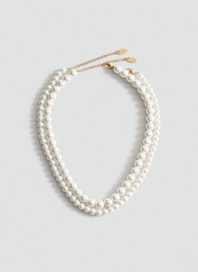 مانجو Double pearl crystal necklace