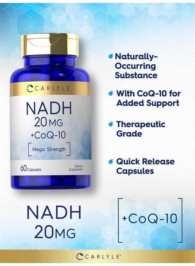 Carlyle NADH CoQ10 Supplement | 20mg | 60 Capsules | Mega Strength | Non-GMO, Gluten Free - Image 3