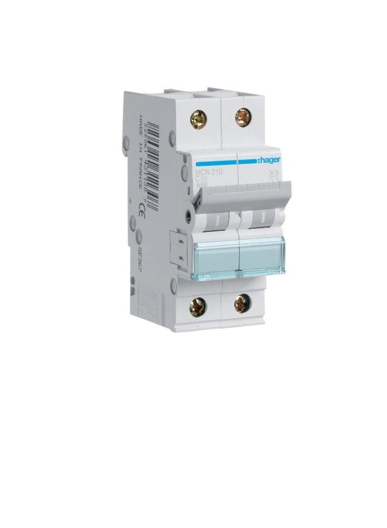 Hager HAGER Miniature circuit breaker double pole 10A 6KA DP MCB TYPE C MCN210  - Image 3