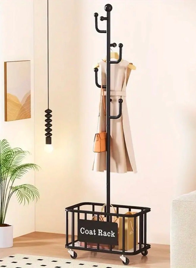 SHEE ONE Clothes Rack With Storage Basket And Wheels – Stylish And Practical Design - Image 1