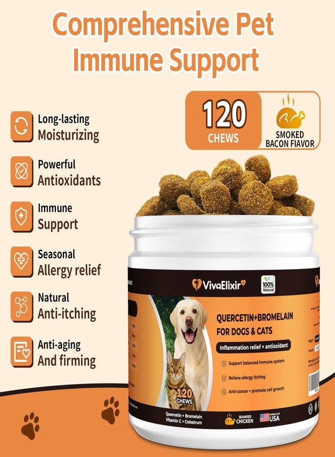 VivaElixir Quercetin & Bromelain for Dogs & Cats with Colostrum & Probiotics - Supports Immune System, Relieves Itchy Allergies, Anti-Inflammatory Antioxidants, Veterinarian Recommended, 120 Chewable Tablets - Image 2