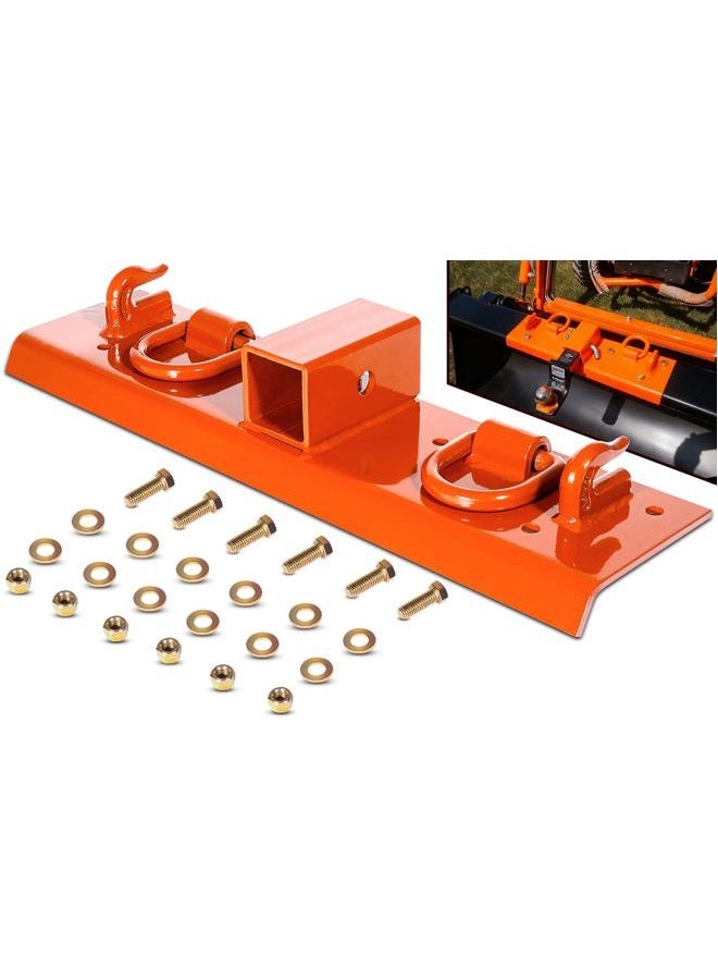 Bonbo Tractor Grab Hooks Compatible with Kubota Tractors - Bolted on Compact Tractor Bucket Grab Hooks with D Rings and 2" Receiver, Orange - Image 1
