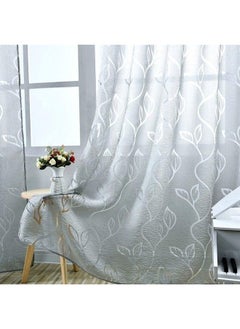 Generic Microfiber Semi-Shading Window Curtains Grey/White 79x40inch  - Image 3