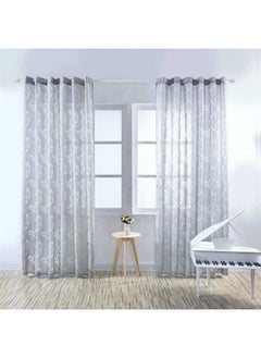Generic Microfiber Semi-Shading Window Curtains Grey/White 79x40inch  - Image 1