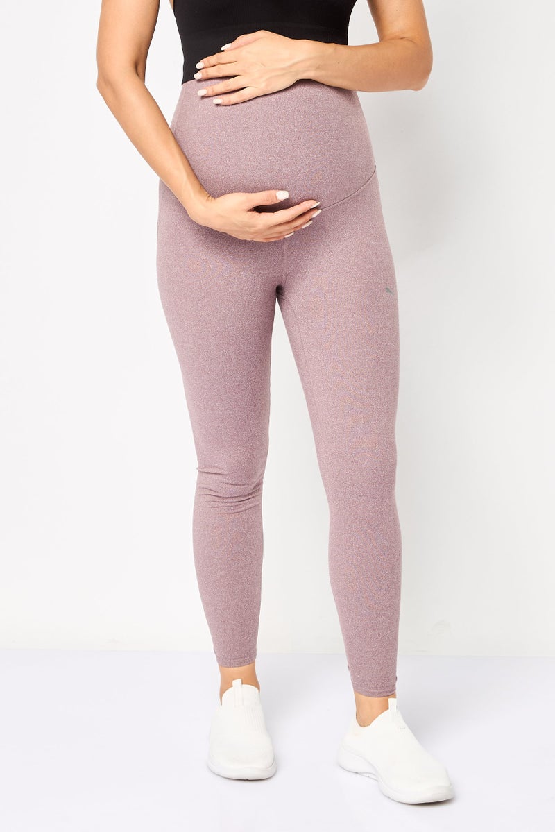 PUMA سروال رياضي للحمل بخصر مرن، لون برقوقي غامق - Image 1