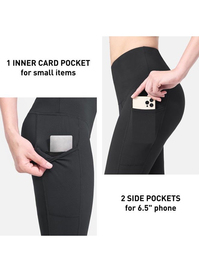 BALEAF Women's Fleece Lined Winter Leggings High Waisted Thermal Warm Yoga Pants with Pockets, A- Black- Water Resistant, 3XL - Image 5