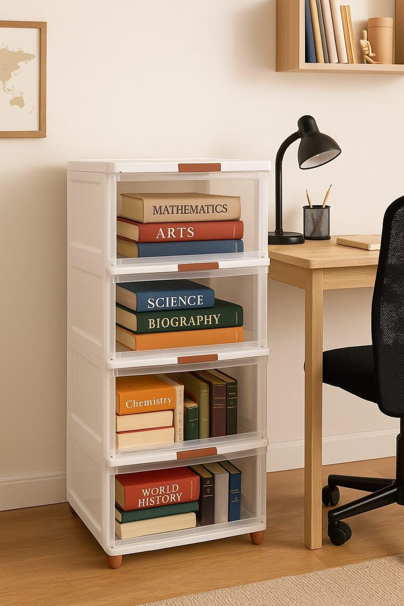 DecoLogy Bookshelf for Home |Engineered Books Organizer for Study Room | Multipurpose Book Shelf for Home, Office |Book Organizer for Library | Living Room Furniture (Cupboard Rack - White, 2PCS) - Image 3
