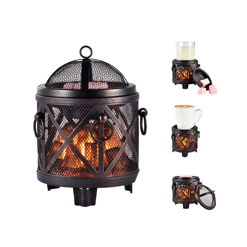 Dicimi Wax Melt Warmer4in1 Electric Wax MelterOil BurnerFireplace Wax Warmers for Home Office Bedroom Aromatherapy Present and Decorations Bronze Fireplace Stove