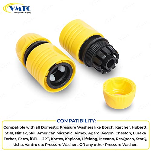 VMTC Quick Connector Set (1/2"): 2-Piece Kit for Gardening & High-Pressure Car Washers (Compatible with Karchre K1-K7, Bosch AQT, Black & Decker, Hübertt, and More) - Image 2