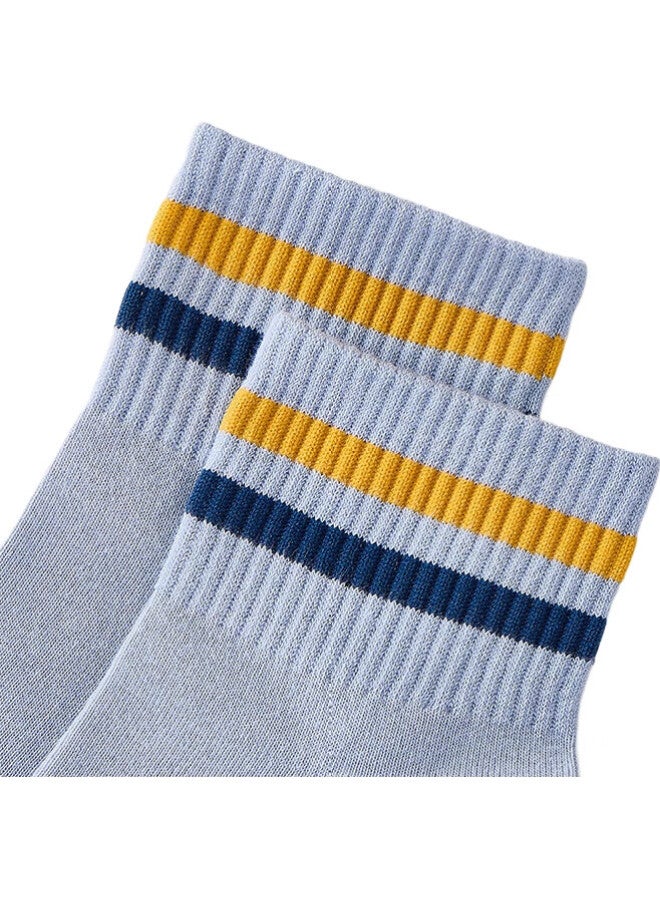 THREEGUN Men'S Socks Men'S Combed Cotton Color-Block Mid-Calf Socks Pure Cotton 100% Cotton Socks - Image 2
