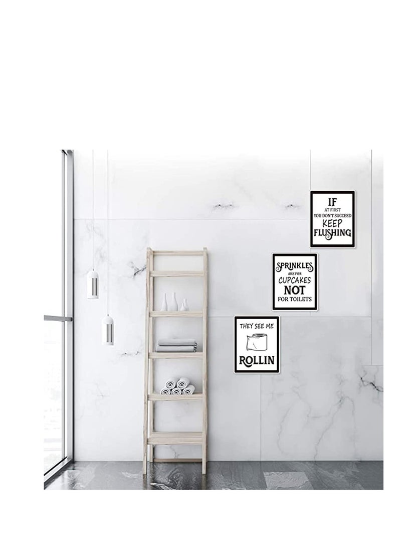 SYOSI 9 Pieces Bathroom Wall Art & Pictures Wall Decor, Vintage Bathroom Sign Bathroom Quotes and Sayings Art Prints Bathroom Posters for Wall Restroom Bathroom Decor Pictures Gift, Unframed  - Image 4