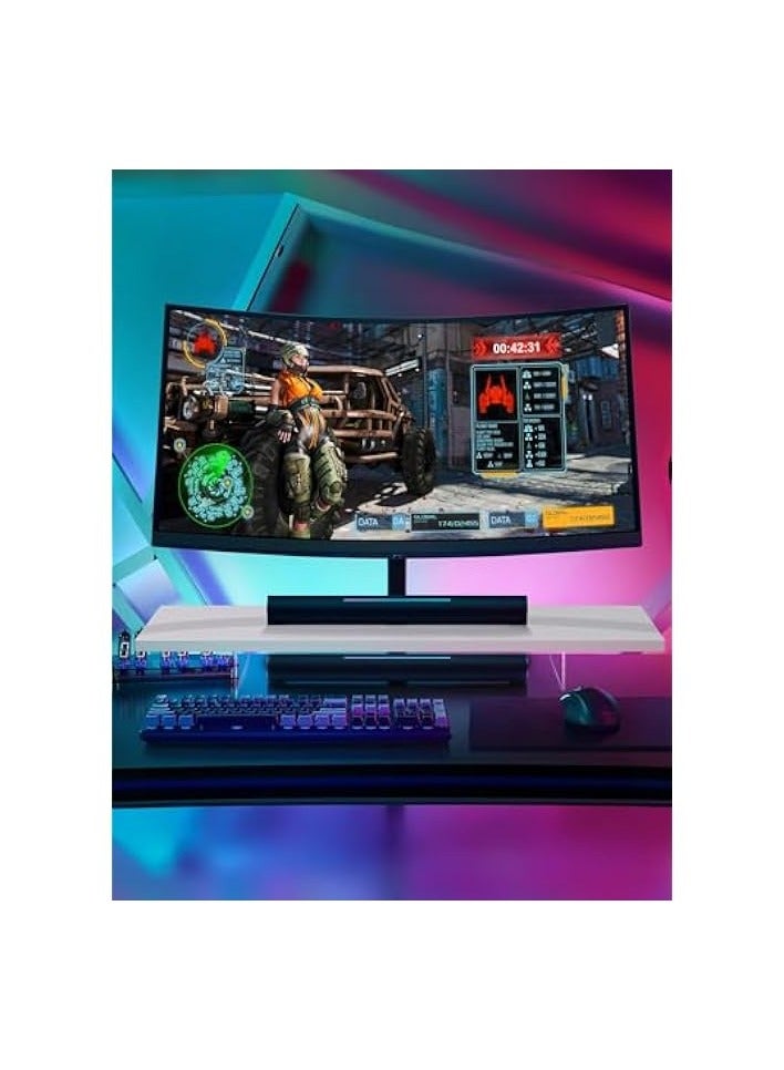 erorex White Monitor Stand Riser, 60cm Wood Monitor Stand for Desk, TV/Screen/PC/Printer/Laptop Riser, Computer Stand with Keyboard Organizer, Desktop Shelf, Monitor Riser (ANMSR60) - Image 4