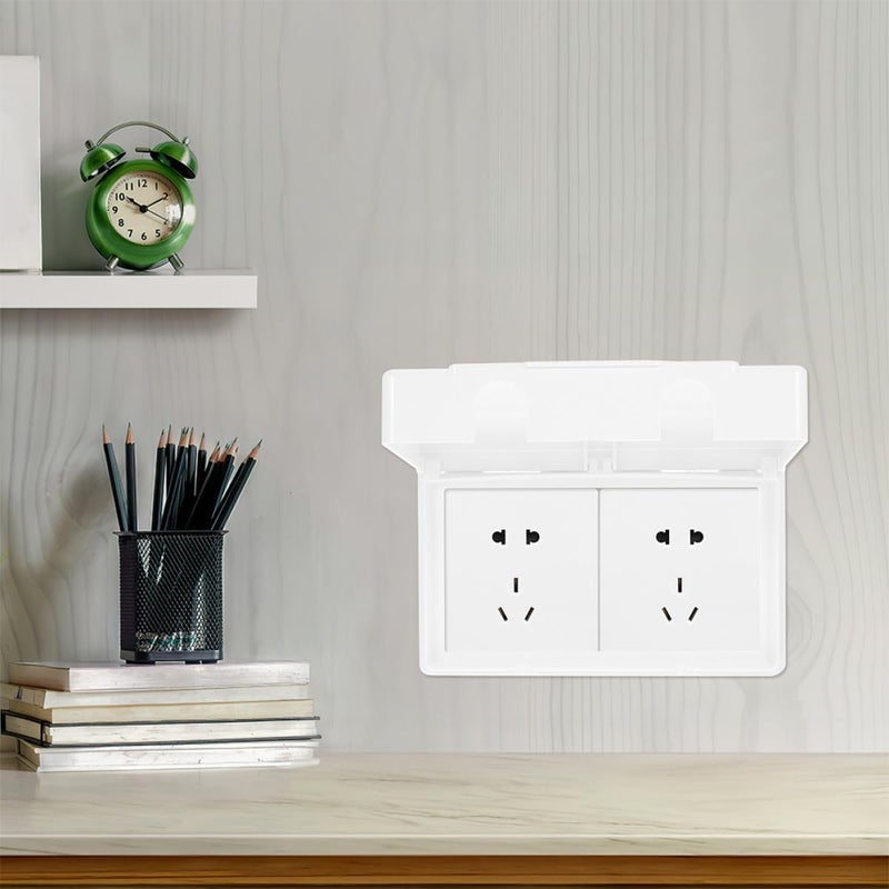 Waterproof Wall Socket Cover, Adhesive Double-gang 86 Type Outlet Protective Box, White, 2pcs, Outdoor Weatherproof Plug and Switch Protector for Electrical Outlets - Image 4