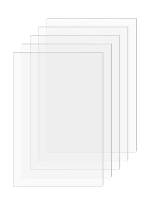 Acrylic Sheet Clear Cast Plexiglass 4” x 6” 0.08” Thick (2mm) – Pack of 5 Transparent Plastic Sheets with Protective Paper for Photo Frame Replacement, DIY Display Projects, Craft