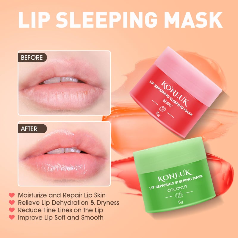 KONEUK 12 Pack Lip Sleeping Mask Set, Overnight Lip Treatment, Nourish and Hydrate Lip Mask With Vitamin C and Coconut Oil, Lip Balm for Dry Lips, Reduce Lip Lines and Improve Lip Color - Image 2