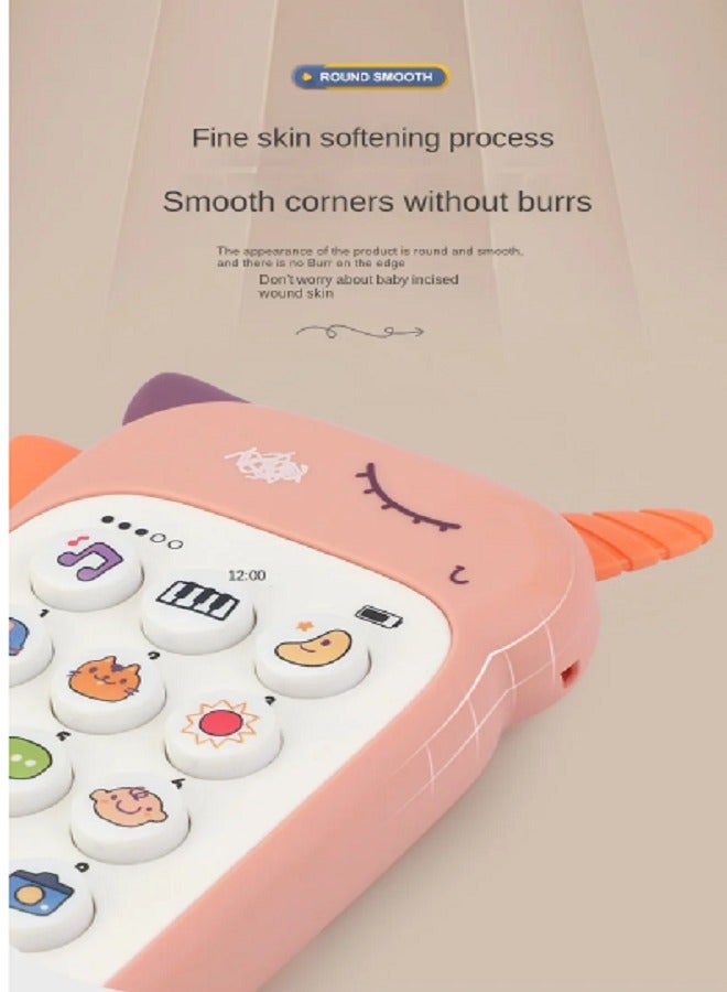 Cell Phone Toy Unicorn With Sound Effects Music Toy Phone (Pink) - Image 2