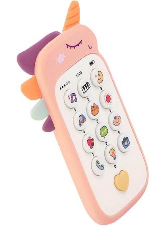 Cell Phone Toy Unicorn With Sound Effects Music Toy Phone (Pink) - Image 1