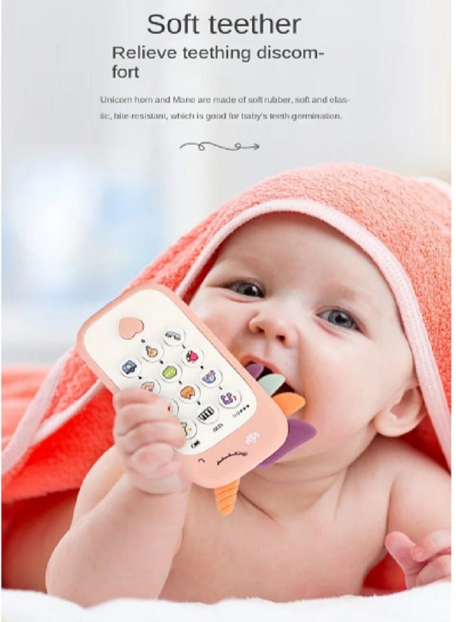 Cell Phone Toy Unicorn With Sound Effects Music Toy Phone (Pink) - Image 4