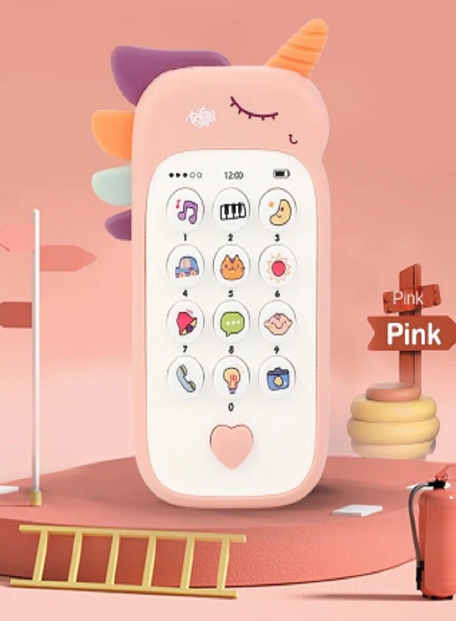 Cell Phone Toy Unicorn With Sound Effects Music Toy Phone (Pink) - Image 3