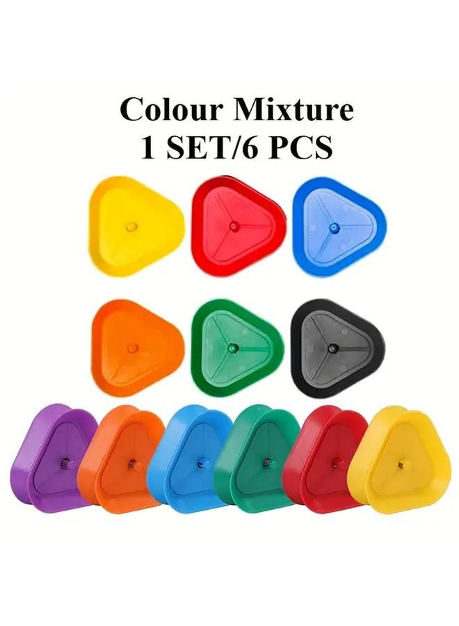 6 Pcs ABS Poker Card Holders Mixed Color Triangular Trays For Games Parties - Image 1