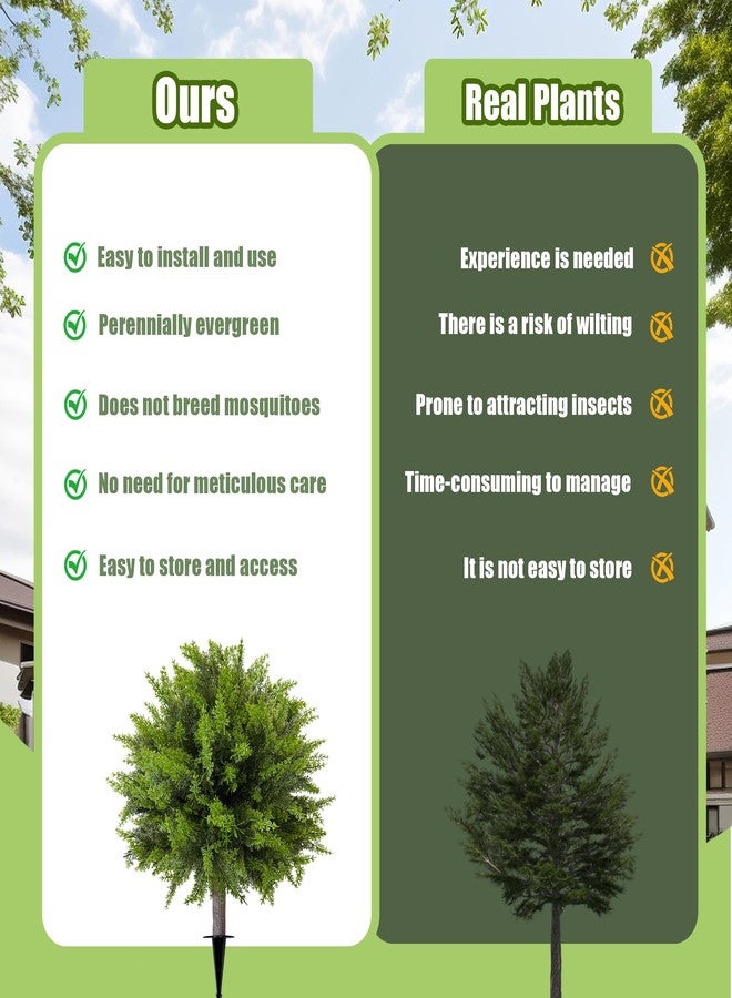 DOPGIB Artificial Cedar Topiary Ball Tree with Ground Spike: 23 Inch 2 Pack UV Resistant Faux Green Cypress Shrubs Plants Fake Bushes for Front Porch, Garden, Indoor and Outdoor Home Decor - Image 5